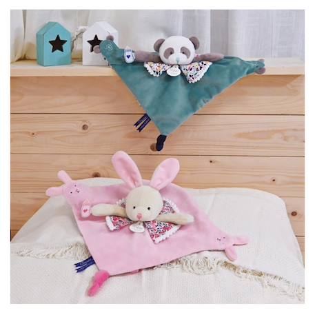 Doudou panda avec marionnette à doigts Bleu 2 - vertbaudet enfant 