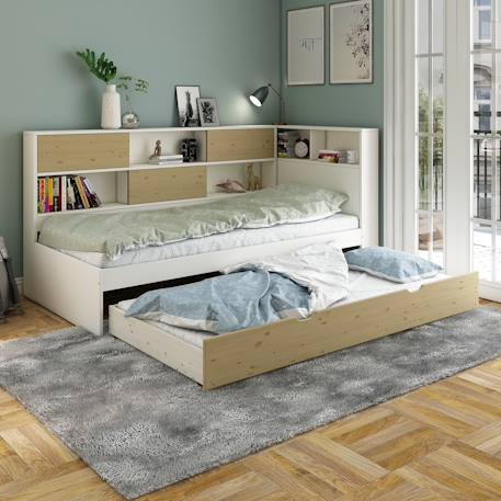 Tiroir lit gigogne pin massif naturel ambre Bois naturel 5 - vertbaudet enfant 