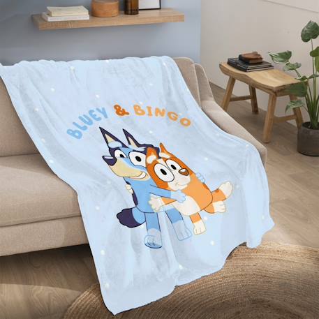 Plaid imprimé 100% polyester, bluey hug Bleu ciel 2 - vertbaudet enfant 