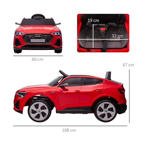 Voiture électrique enfant audi e-tron sportback s line 12 v 8 km/h max. - effets sonores, lumineux - télécommande Blanc+Noir+Rouge 16 - vertbaudet enfant 