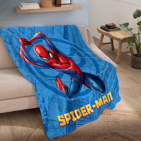 Plaid polaire tout doux imprimé 100% polyester, spiderman action Bleu 2 - vertbaudet enfant 