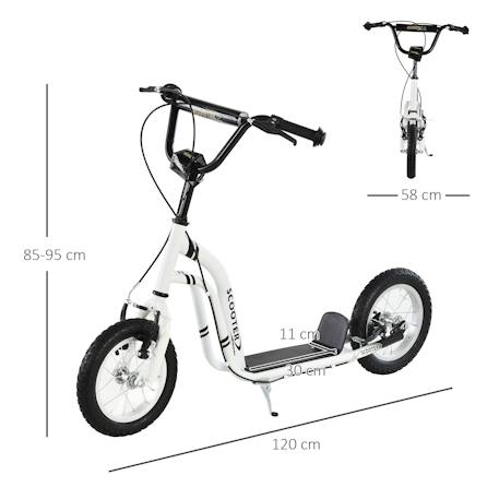 Trottinette patinette enfant grands pneus guidon réglable 2 freins béquille Blanc+Noir 2 - vertbaudet enfant 