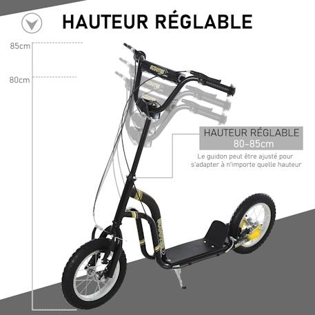 Trottinette patinette enfant grands pneus guidon réglable 2 freins béquille Blanc+Noir 8 - vertbaudet enfant 