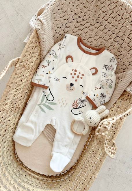 VERTBAUDET Dors-Bien Bébé En Velours Ouverture Devant Beige Chiné - Naissance 50 Cm