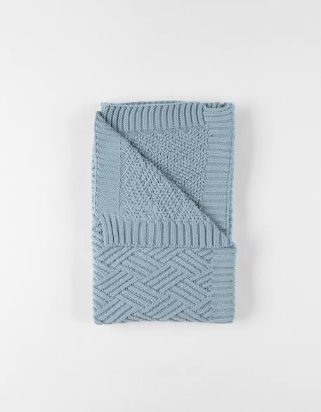 Couverture en tricot bio Bleu+Marron+Rose 5 - vertbaudet enfant 