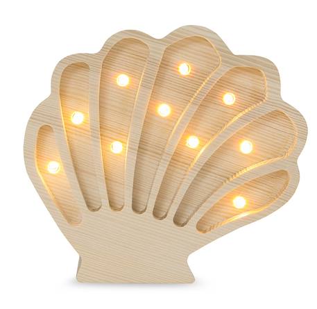 Lampe veilleuse coquillage bois côtier Beige 1 - vertbaudet enfant 