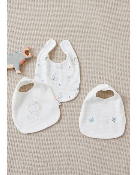 Lot de 3 bavoirs imprimé savane en jersey gaufré Beige 2 - vertbaudet enfant 