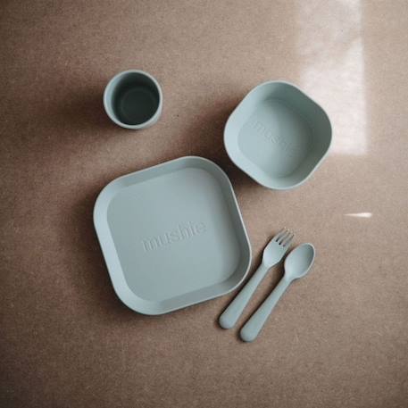 Lot de 2 assiettes carrées Ivoire+Sage 6 - vertbaudet enfant 