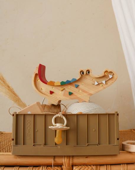 Petite lampe veilleuse crocodile bois Beige 4 - vertbaudet enfant 