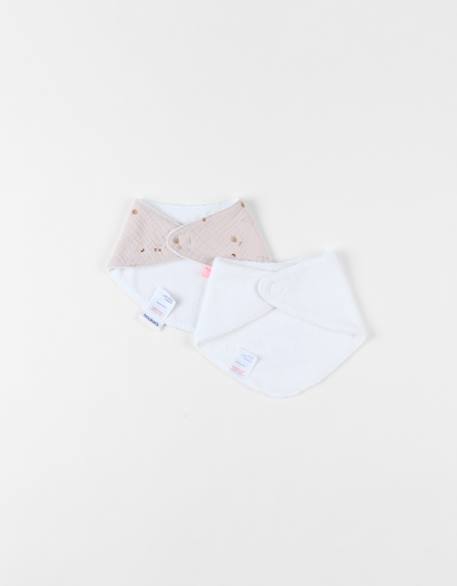 Lot 2 bavoirs éponge & mousseline Beige 3 - vertbaudet enfant 