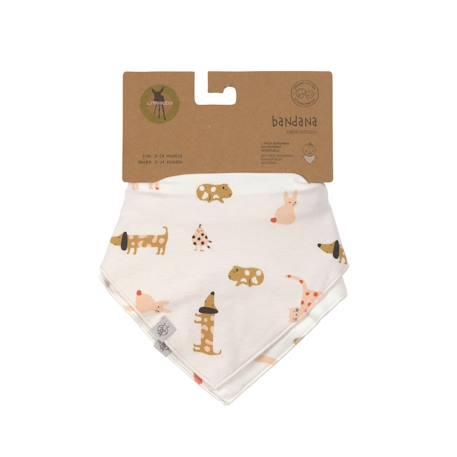 Lot de 2 bavoirs bandanas Blanc+Ecru imprimé 10 - vertbaudet enfant 