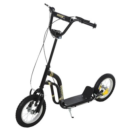 Trottinette patinette enfant grands pneus guidon réglable 2 freins béquille Blanc+Noir 6 - vertbaudet enfant 