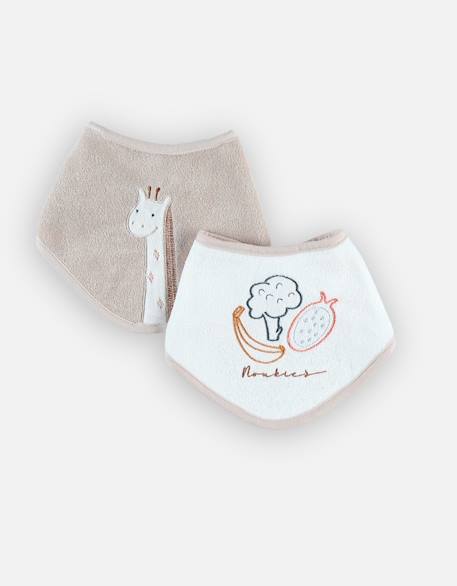 Lot de 2 bavoirs bandana en éponge Jaune 1 - vertbaudet enfant 