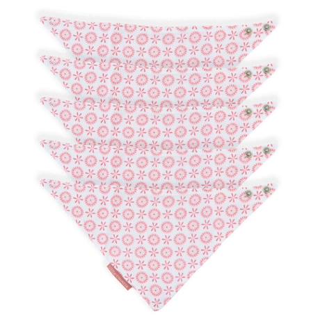 Lot de 5 bavoirs bandana coton bio* lovely emilie Rose 1 - vertbaudet enfant 