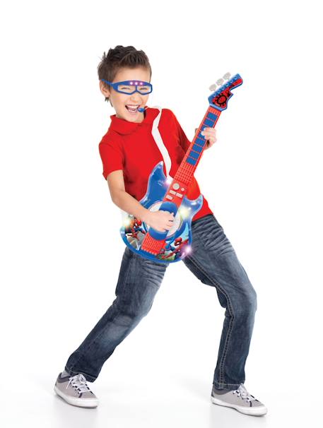 Guitare électronique lumineuse avec lunettes et micro spider-man Bleu 2 - vertbaudet enfant 