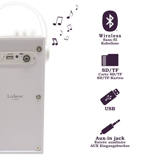 Enceinte bluetooth portable avec micro et effets lumineux iparty Blanc 3 - vertbaudet enfant 