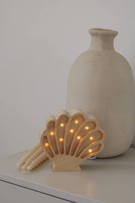 Lampe veilleuse coquillage bois côtier Beige 6 - vertbaudet enfant 