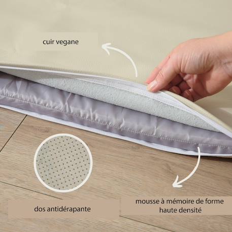Tapis enfant à mémoire de forme cuir vegan padded Cream+Sand 6 - vertbaudet enfant 