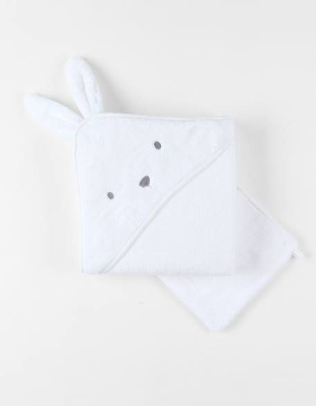 Cape de bain éponge blanc snow+Rose moka 1 - vertbaudet enfant 