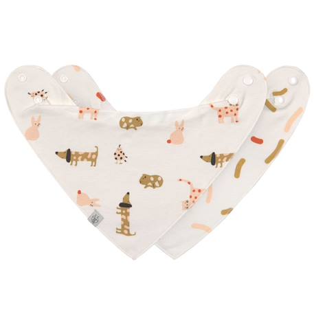 Lot de 2 bavoirs bandanas Blanc+Ecru imprimé 7 - vertbaudet enfant 