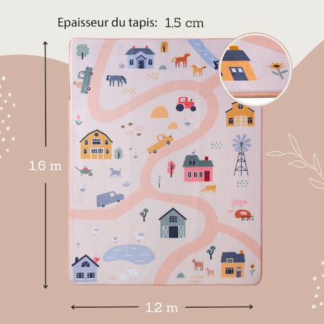 Tapis de jeu enfant à mémoire de forme cloud play farm Play farm 3 - vertbaudet enfant 