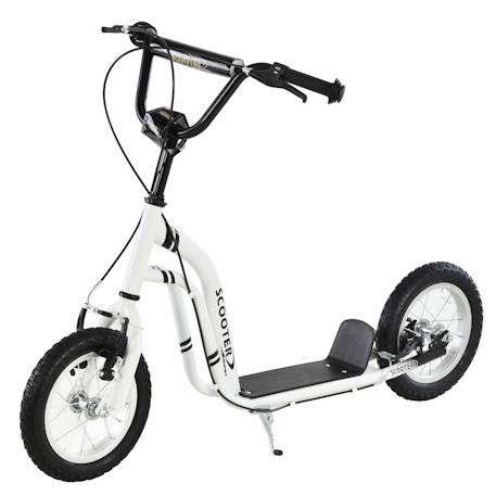 Trottinette patinette enfant grands pneus guidon réglable 2 freins béquille Blanc+Noir 1 - vertbaudet enfant 