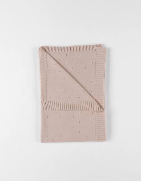 Couverture en tricot bio Bleu+Marron+Rose 18 - vertbaudet enfant 