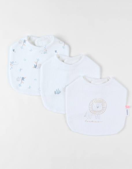 Lot de 3 bavoirs imprimé savane en jersey gaufré Beige 1 - vertbaudet enfant 