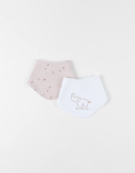 Lot 2 bavoirs éponge & mousseline Beige 1 - vertbaudet enfant 