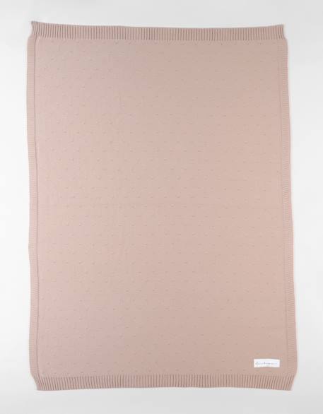 Couverture en tricot bio Bleu+Marron+Rose 17 - vertbaudet enfant 