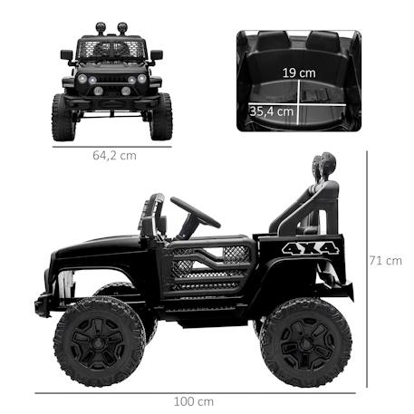 Voiture 4x4 électrique enfant 2 moteurs 35 w 5 km/h max. Télécommande effets lumineux sonores Noir 3 - vertbaudet enfant 