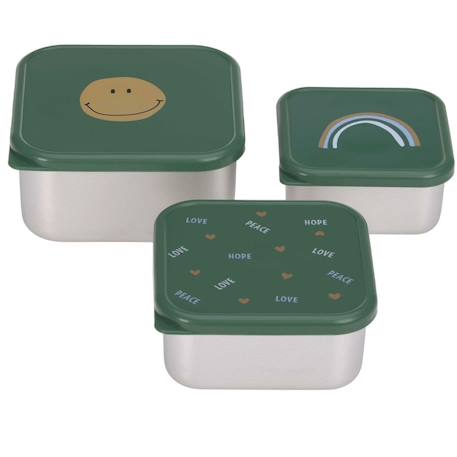 Lot de 3 boites gigognes en inox happy rascals smile Vert 1 - vertbaudet enfant 