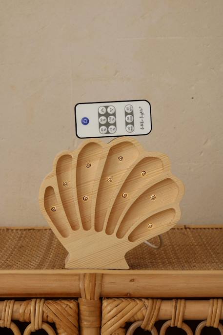 Lampe veilleuse coquillage bois côtier Beige 2 - vertbaudet enfant 