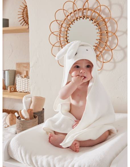 Cape de bain éponge blanc snow+Rose moka 2 - vertbaudet enfant 