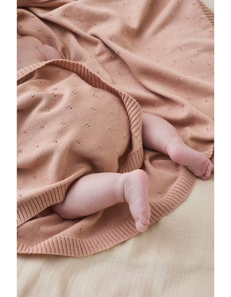 Couverture en tricot bio Bleu+Marron+Rose 16 - vertbaudet enfant 