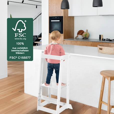 Tour d'apprentissage évolutive en bambou fsc® Anthracite+Blanc+Blanc - naturel+Naturel 10 - vertbaudet enfant 