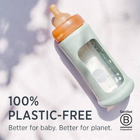 Biberon en verre avec housse de protection - seafoam blue - 250 ml Bleu+Rose 2 - vertbaudet enfant 