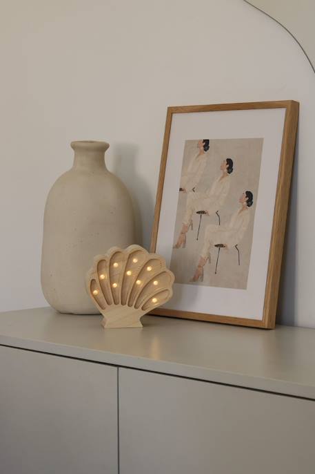 Lampe veilleuse coquillage bois côtier Beige 4 - vertbaudet enfant 