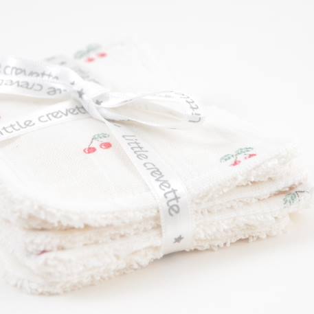 Lot de 12 lingettes lavables coton bio Cerises+Fleurs beiges 4 - vertbaudet enfant 
