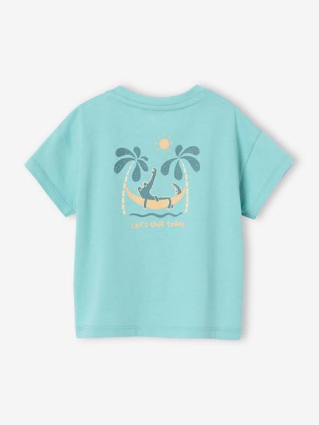 T-shirt grand motif dos bébé pressions épaule turquoise 4 - vertbaudet enfant 