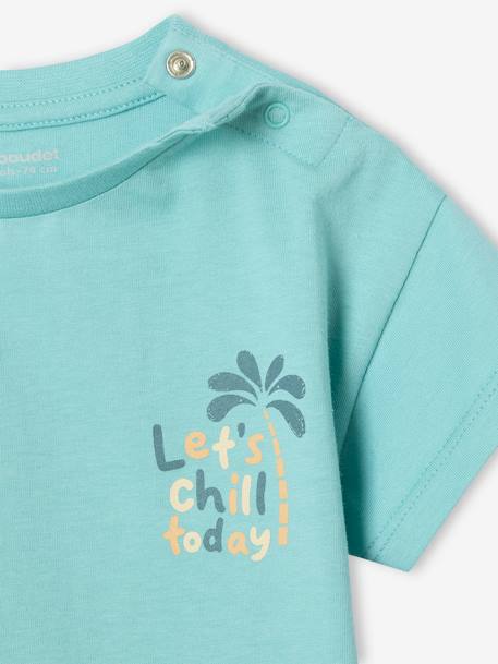 T-shirt grand motif dos bébé pressions épaule turquoise 2 - vertbaudet enfant 