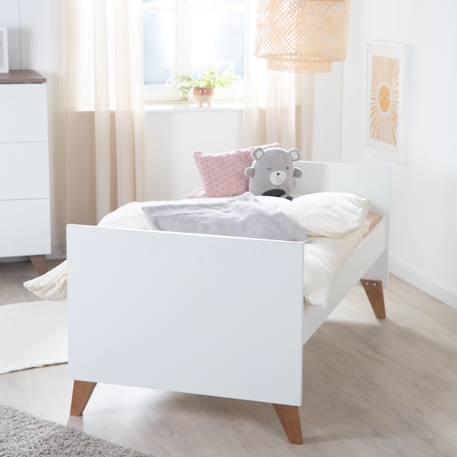 Lit évolutif transformable en lit junior - style scandinave - ole Blanc - chêne foncé 4 - vertbaudet enfant 
