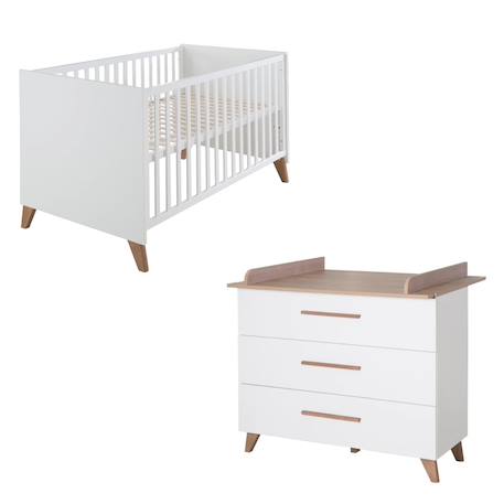 Chambre bébé évolutive 2 pièces - fermeture soft-close ole Blanc - chêne foncé 1 - vertbaudet enfant 