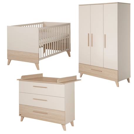 Chambre bébé évolutive complète avec soft-close sidney Cashmere / chêne 1 - vertbaudet enfant 