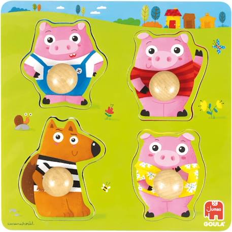 Puzzle les 3 petits cochons Vert 2 - vertbaudet enfant 