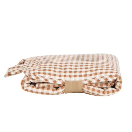 Tapis à langer de voyage coton bio Bleu+Caramel+Fleurs beiges+Vichy vert 8 - vertbaudet enfant 