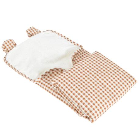 Tapis à langer de voyage coton bio Bleu+Caramel+Fleurs beiges+Vichy vert 9 - vertbaudet enfant 