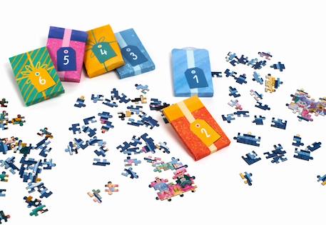 24 puzzles de 50 pièces - Calendrier de l'avent noël à travers la fenêtre Bleu 4 - vertbaudet enfant 