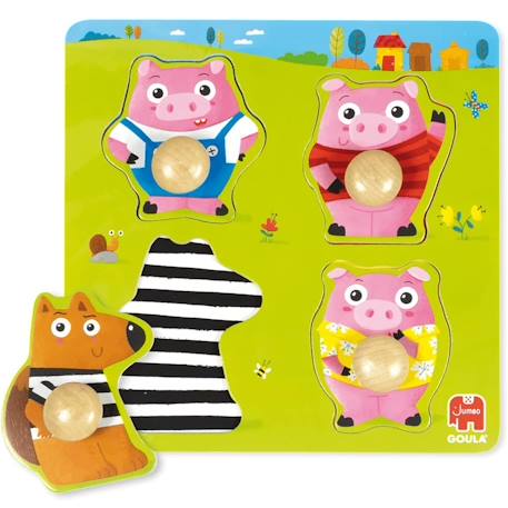 Puzzle les 3 petits cochons Vert 1 - vertbaudet enfant 