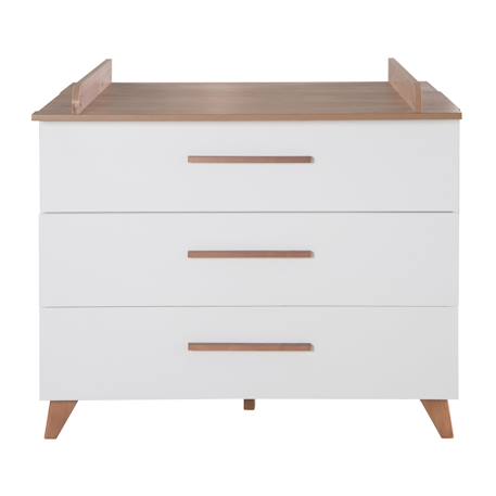 Commode à langer évolutive 3 tiroirs à extension totale ole Blanc - chêne foncé 1 - vertbaudet enfant 